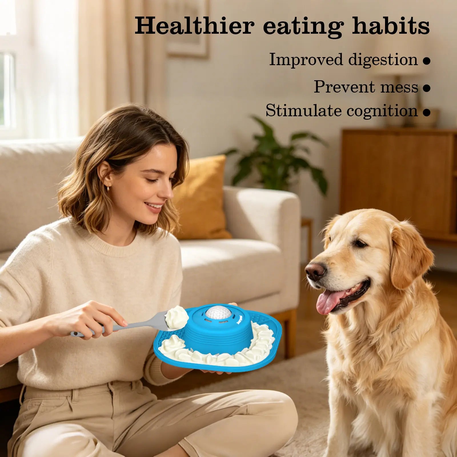PAWLOVE Silicone Slow Feeder Lick Bowl - Rotatable Ball-In Design, Anti-Slip Wet Food Feeder for Large Medium Small Breeds (Bone Broth, Yogurt, Post-Op/Dietary Support) Pet Supplies, Lick Feeder Bowls, Silicone Slow Feeder Bowls