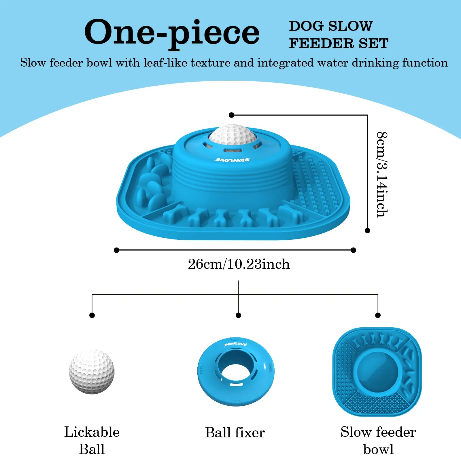 PAWLOVE Silicone Slow Feeder Lick Bowl - Rotatable Ball-In Design, Anti-Slip Wet Food Feeder for Large Medium Small Breeds (Bone Broth, Yogurt, Post-Op/Dietary Support) Pet Supplies, Lick Feeder Bowls, Silicone Slow Feeder Bowls