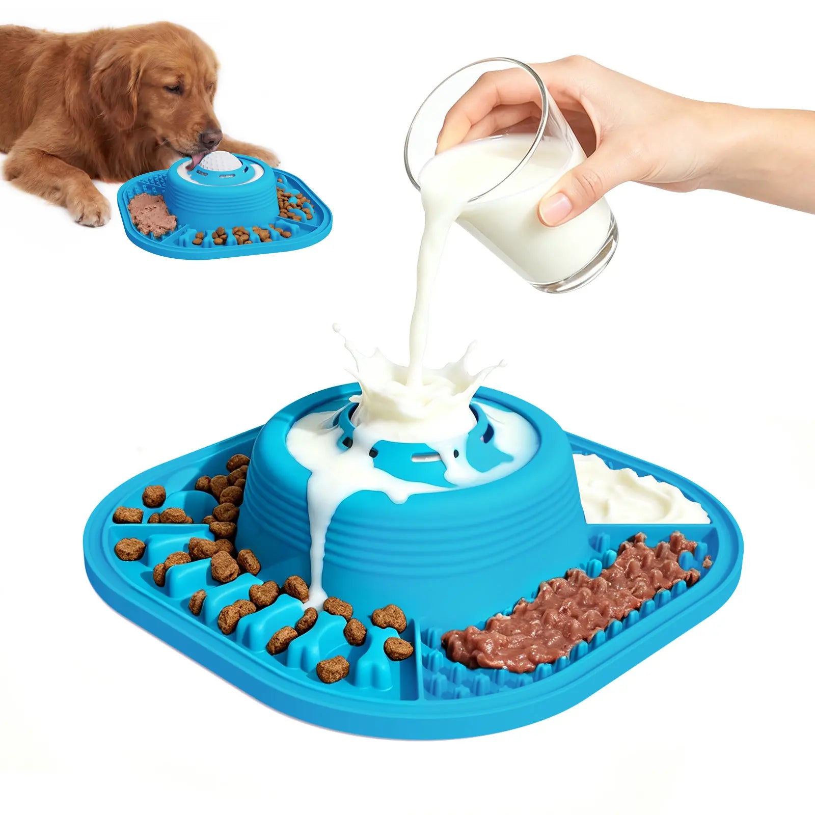 PAWLOVE Silicone Slow Feeder Lick Bowl - Rotatable Ball-In Design, Anti-Slip Wet Food Feeder for Large Medium Small Breeds (Bone Broth, Yogurt, Post-Op/Dietary Support) Pet Supplies, Lick Feeder Bowls, Silicone Slow Feeder Bowls
