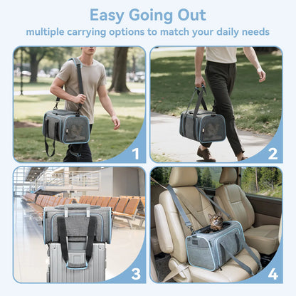 Petsfit Expandable Soft-Sided Pet Carrier for Small Cats and Dogs (Up to 9 lbs) - Airline Approved, Portable, Washable with Two Extensions and Zipper Closure for Travel