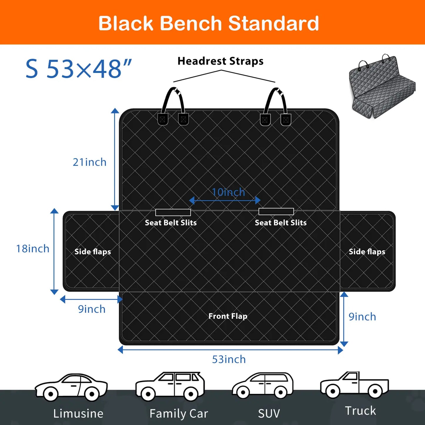 Premium Waterproof Dog Car Seat Cover for Large and Medium Breeds - Heavy-Duty, Scratchproof Protector for SUVs, Trucks, and Sedans