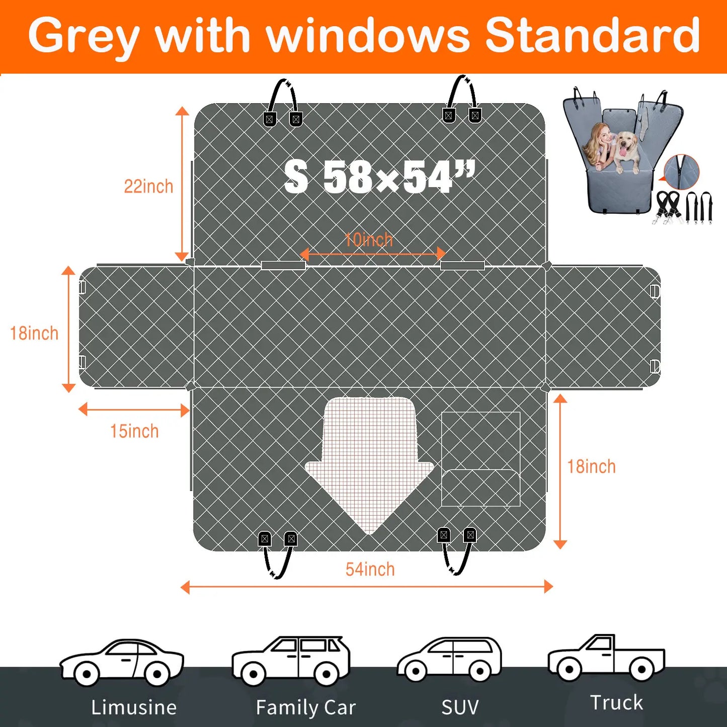 Premium Waterproof Dog Car Seat Cover for Large and Medium Breeds - Heavy-Duty, Scratchproof Protector for SUVs, Trucks, and Sedans
