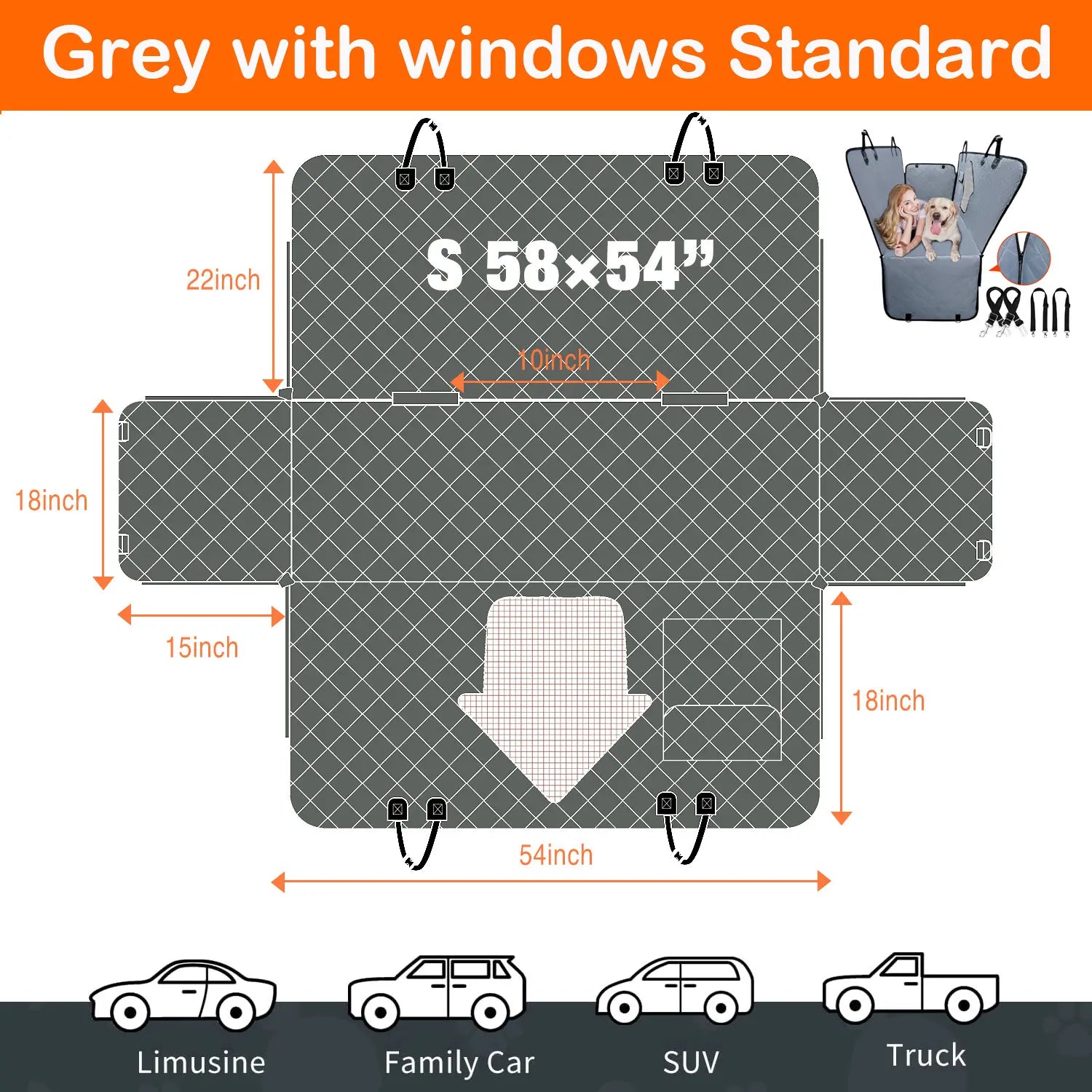 Premium Waterproof Dog Car Seat Cover for Large and Medium Breeds - Heavy-Duty, Scratchproof Protector for SUVs, Trucks, and Sedans