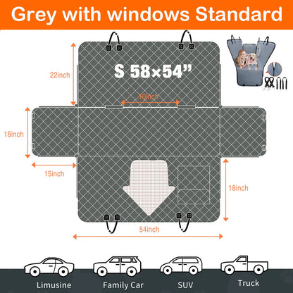 Premium Waterproof Dog Car Seat Cover for Large and Medium Breeds - Heavy-Duty, Scratchproof Protector for SUVs, Trucks, and Sedans