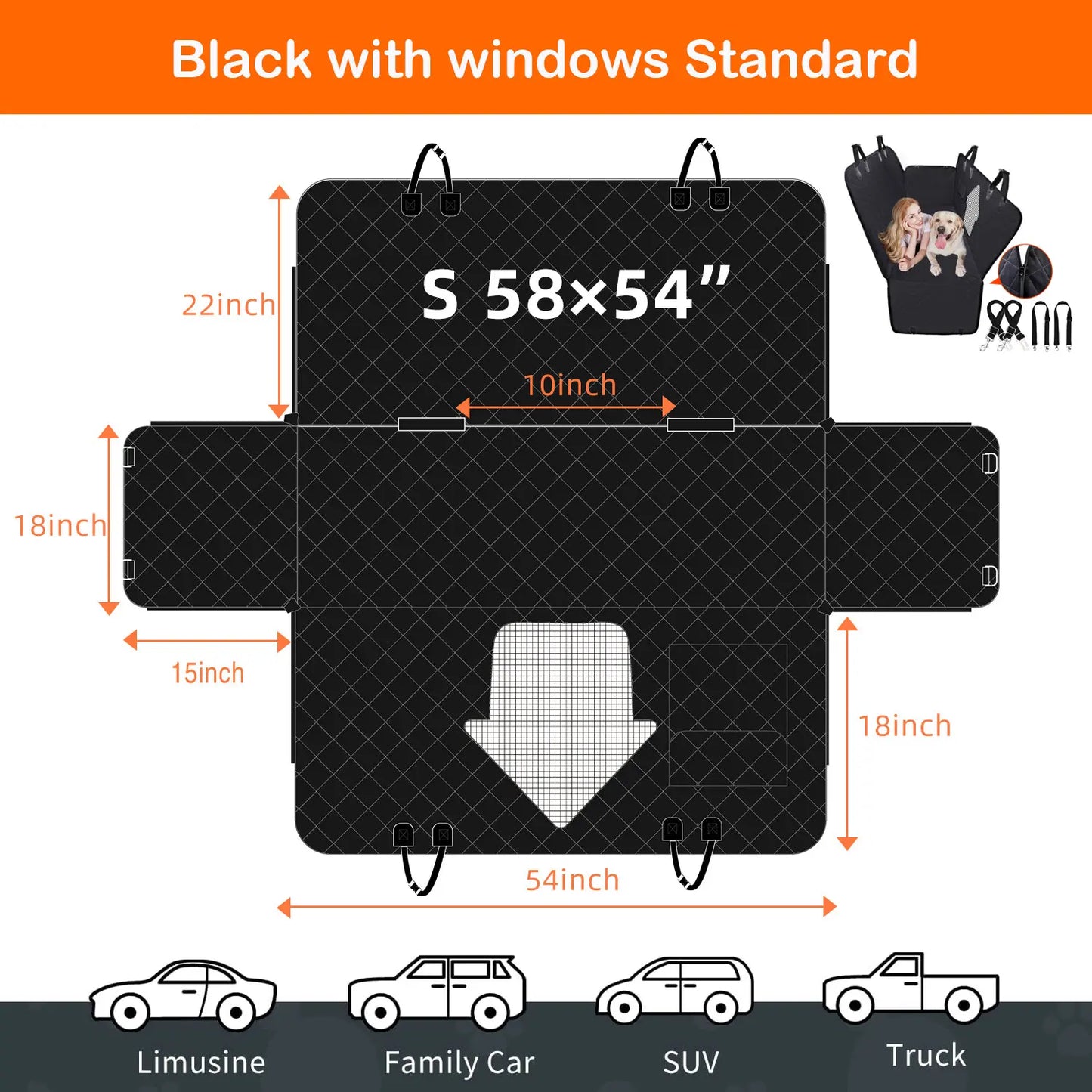 Premium Waterproof Dog Car Seat Cover for Large and Medium Breeds - Heavy-Duty, Scratchproof Protector for SUVs, Trucks, and Sedans