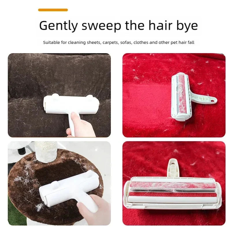 Reusable Pet Hair Remover Roller with Self-Cleaning Base - Portable Lint Cleaner for Home Furniture, Carpets, and Fabrics