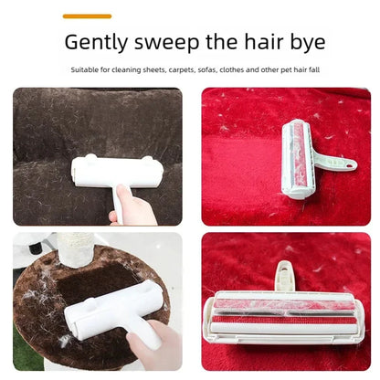Reusable Pet Hair Remover Roller with Self-Cleaning Base - Portable Lint Cleaner for Home Furniture, Carpets, and Fabrics