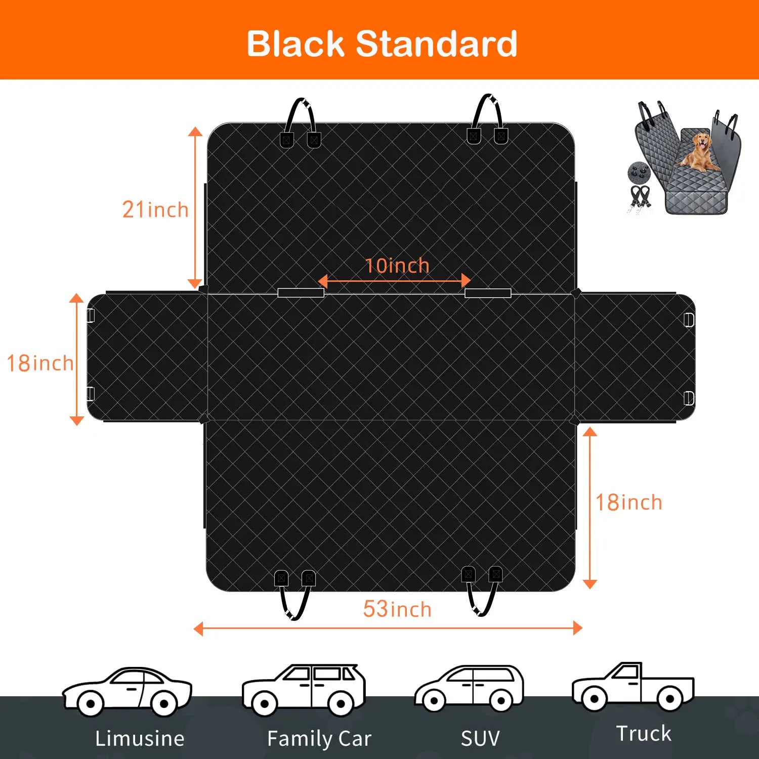 Premium Waterproof Dog Car Seat Cover for Large and Medium Breeds - Heavy-Duty, Scratchproof Protector for SUVs, Trucks, and Sedans